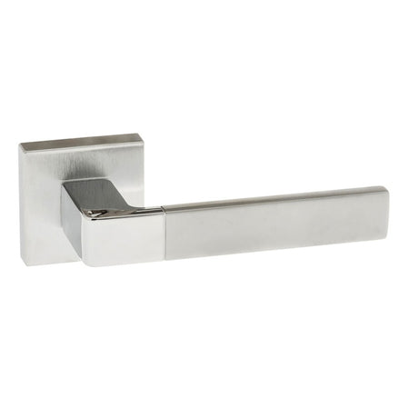 LIMITED EDITION Forme Asti Lever Door Handle on Minimal Square Rose - Satin Chrome/Polished Chrome - Set