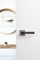 LIMITED EDITION Forme Asti Lever Door Handle on Minimal Square Rose - Satin Chrome/Polished Chrome - Set