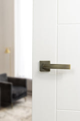 Forme Crystal Lever Door Handle on Minimal Square Rose - Yester Bronze - Set