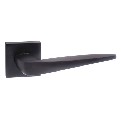 Forme Foglia Lever Door Handle on Minimal Square Rose - Matt Black - Set