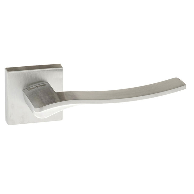 Forme Olimpia Lever Door Handle on Minimal Square Rose - Satin Chrome - Set