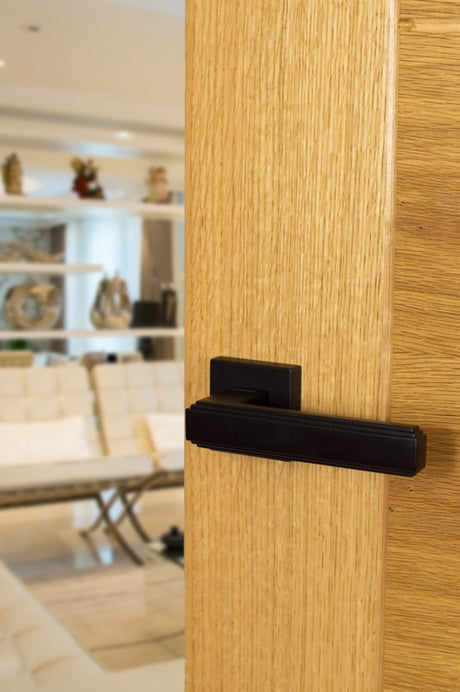 Forme Alila Lever Door Handle on Minimal Square Rose - Matt Black - Set