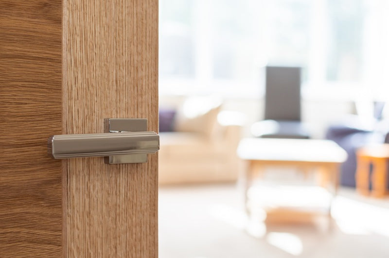 Forme Alila Lever Door Handle on Minimal Square Rose - Polished Nickel - Set