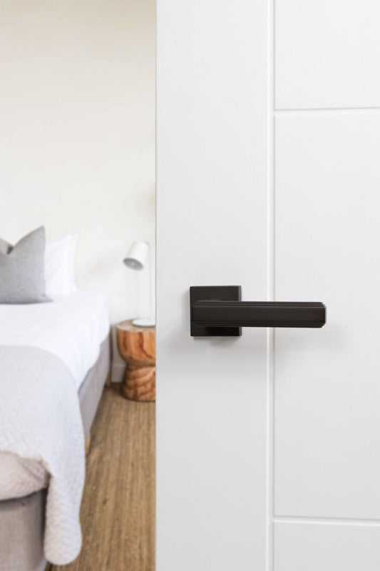 Forme Alila Lever Door Handle on Minimal Square Rose - Urban Dark Bronze - Set