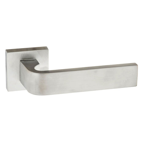 Forme Monza Lever Door Handle on Minimal Square Rose - Satin Chrome - Set