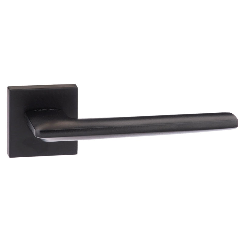 Forme Boston Lever Door Handle on Minimal Square Rose - Matt Black - Set