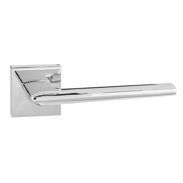 Forme Boston Lever Door Handle on Minimal Square Rose - Polished Chrome - Set