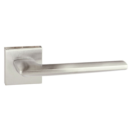 Forme Boston Lever Door Handle on Minimal Square Rose - Satin Chrome - Set