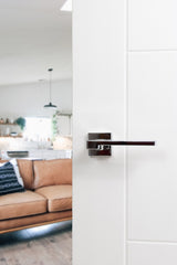 LIMITED EDITION Forme Ginevra Lever Door Handle on Minimal Square Rose - Polished Chrome - Set