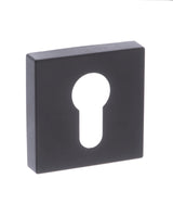 CleanTouch Anti-Bac Euro Escutcheons on Minimal Square Rose - Matt Black - Pair