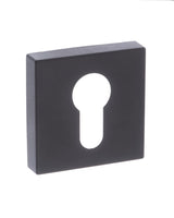 STATUS Euro Escutcheons on S4 Square Rose - Matt Black - Pair