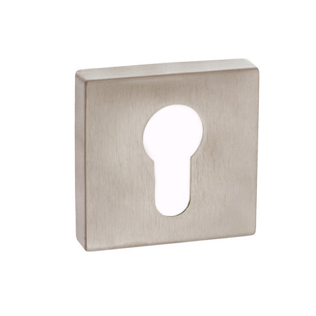 Forme Euro Escutcheons on Minimal Square Rose - Satin Nickel - Pair