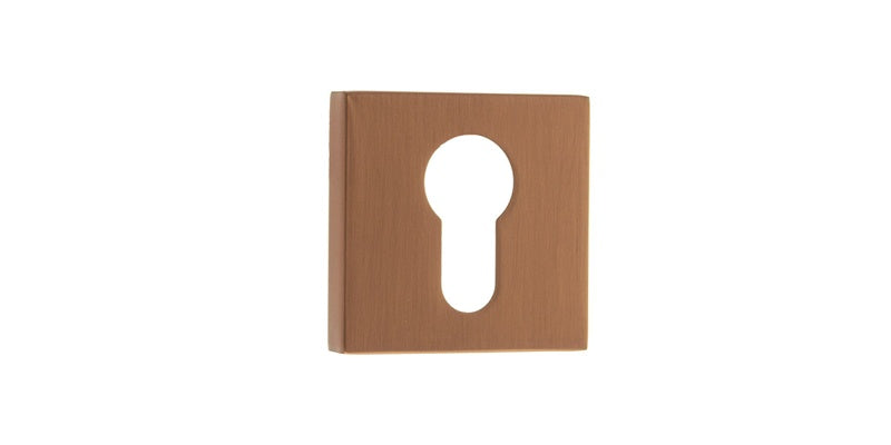 Forme Euro Escutcheons on Minimal Square Rose - Urban Satin Copper - Pair