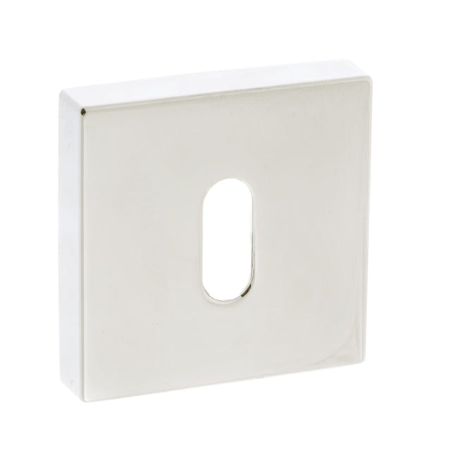 Forme Key Escutcheons on Minimal Square Rose - Polished Nickel - Pair