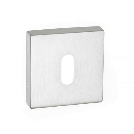 Forme Key Escutcheons on Minimal Square Rose - Satin Chrome - Pair