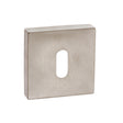 Forme Key Escutcheons on Minimal Square Rose - Satin Nickel - Pair