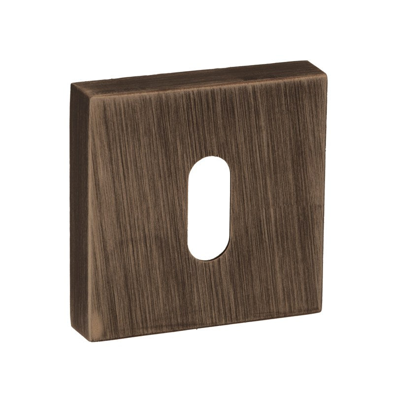 Forme Key Escutcheons on Minimal Square Rose - Urban Bronze - Pair