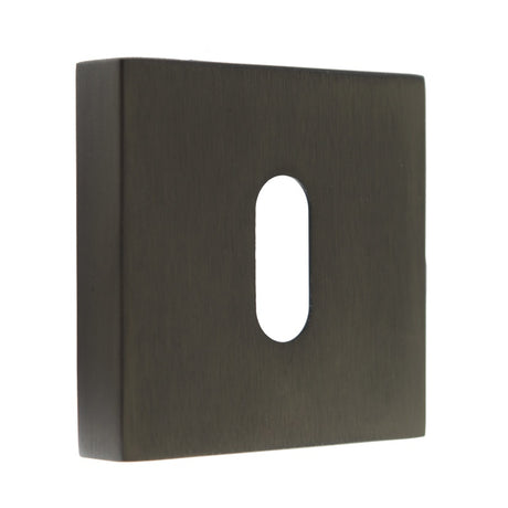 Forme Key Escutcheons on Minimal Square Rose - Urban Dark Bronze - Pair