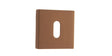 Forme Key Escutcheons on Minimal Square Rose - Urban Satin Copper - Pair