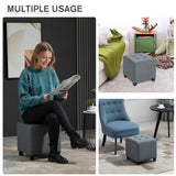 HOMCOM Linen-Look Square Ottoman Footstool w/ Button Tufts Wood Frame Padding Fabric Upholstered Stylish Home Furniture Footrest Side Table Grey