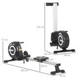 HOMCOM Folding Rowing Machine, Magnetic Rower Machine with 8 Levels Quiet Resistance, LCD Monitor, Wheels, Aluminium Slide Rail and Vertical Storage, for Home Gym Cardio Training