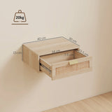 HOMCOM Floating Bedside Tables Set of 2, Wall Mounted Bedside Cabinets with Rattan Drawer and Wood Effect, Oak