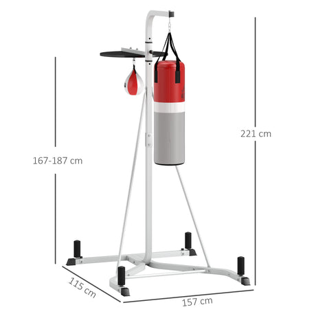 HOMCOM Freestanding Boxing Punch Bag & Speed ball Station, for Home Gym, White