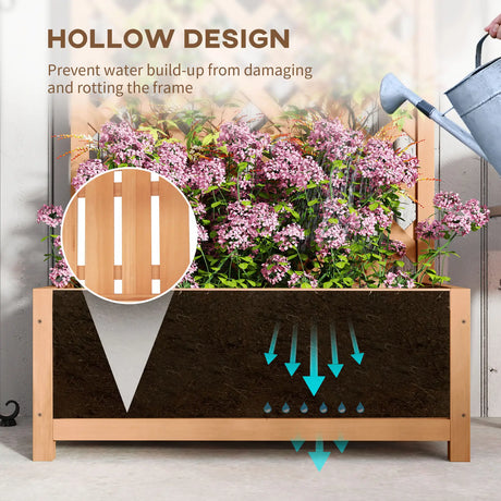 Outsunny Wooden Planter with Trellis, Freestanding Raised Bed for Garden with Lattice, Outdoor Planter Box for Climbing Plants, Vines, Flowers, 76 x 36 x 170 cm, Natural