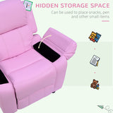 HOMCOM Kids Sofa Armchair Toddler Recliner Children's  Chair Lounger Games Chair  PU Leather w/ Storage  (Pink)