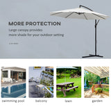 Outsunny 3m Banana Umbrella Parasol, Offset Cantilever Parasol Umbrella with Cross Base, Cream White