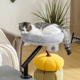 PawHut Cat Desk Bed, Cat Hammock 360 Rotatable Adjustable for Window, Table, Work, Grey