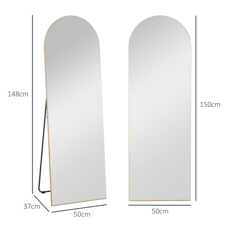 HOMCOM 150cm Arched Full Length Mirror - Gold Tone