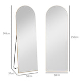 HOMCOM 150cm Arched Full Length Mirror - Gold Tone