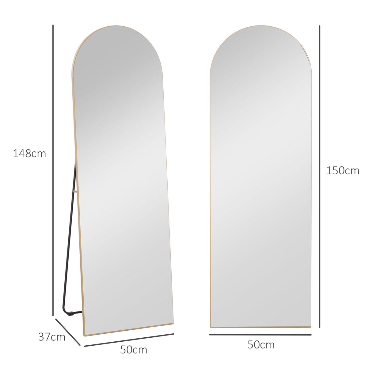 HOMCOM 150cm Arched Full Length Mirror - Gold Tone