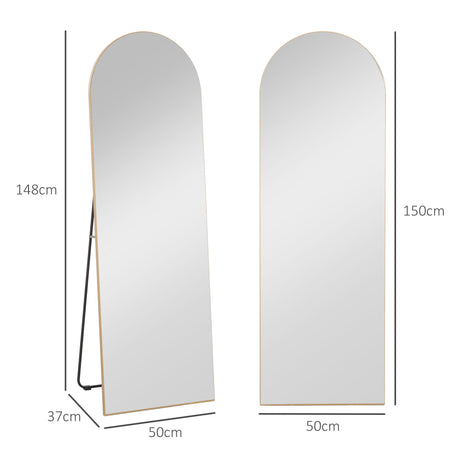 HOMCOM 150cm Arched Full Length Mirror - Gold Tone