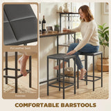 HOMCOM 3 Piece Breakfast Bar Table and Stools Set, Rustic Brown