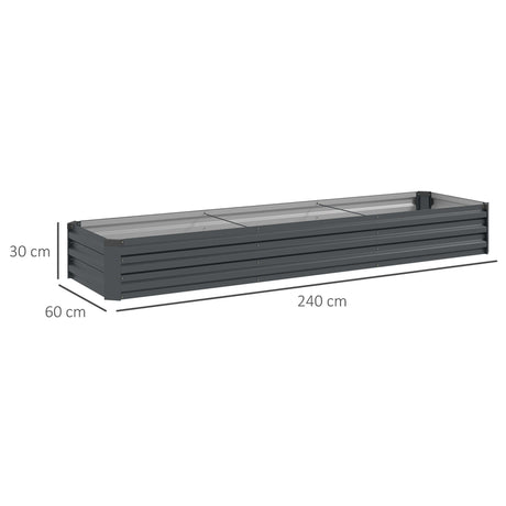Outsunny 60 x 240cm Galvanised Steel Planter, with Open Bottom, Pack of 2
