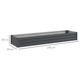 Outsunny 60 x 240cm Galvanised Steel Planter, with Open Bottom, Pack of 2