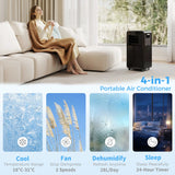 HOMCOM Air Conditioning Unit 10000 BTU, 4-in-1 Portable Air Conditioner with Remote Control, LED Display, 2 Speeds, Black