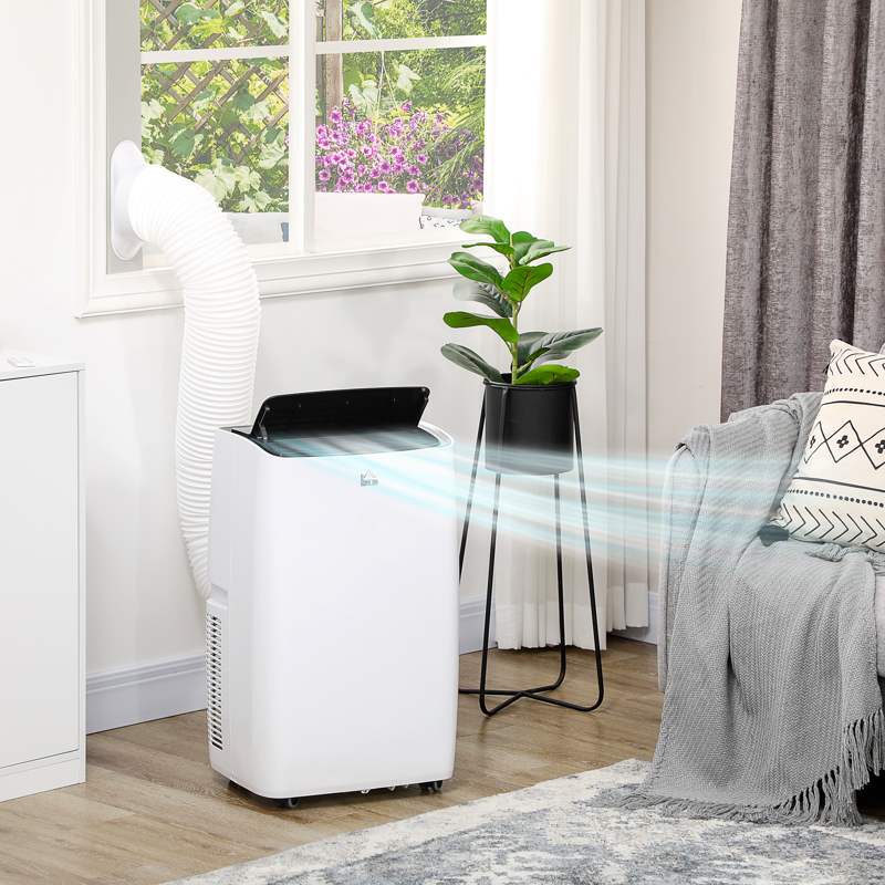 HOMCOM Portable Air Conditioner 14000 BTU, 4-in-1 Air Conditioning Unit, Dehumidifier, Cooling, Fan, Sleep Mode with 3 Speeds, Remote Control, LED Display, 24H Timer, Window Kit, Children Lock, 40m2
