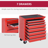 DURHAND 7-Drawer Tool Box on Wheels Tool Cabinet 150 Load with Lockable Swivel Castors, Red