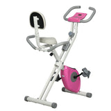 HOMCOM Folding Exercise Bike, with Adjustable Magnetic Resistance, Seat Height - White and Pink