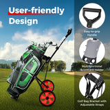 Foldable steel golf trolley with scorecard holder, 2-wheel golf trolley, golf bag push cart, red