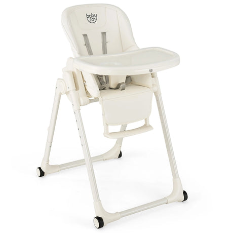 4-in-1 Foldable Baby High Chair with 6 Adjustable Heights and 5-Position Backrest-Beige