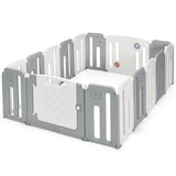 16-Panel Foldable Baby Playpen with Safety Lock for Toddlers