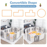 16-Panel Foldable Baby Playpen with Safety Lock for Toddlers
