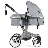 2 in 1 Foldable Baby Stroller with Rain Cover and Mosquito Net-Grey