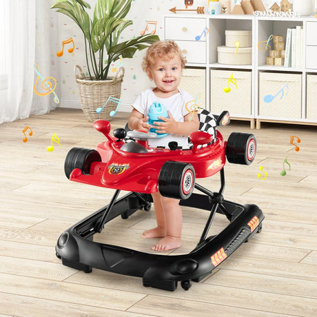 Convertible Baby Walker with 3 Adjustable Height Settings-Red
