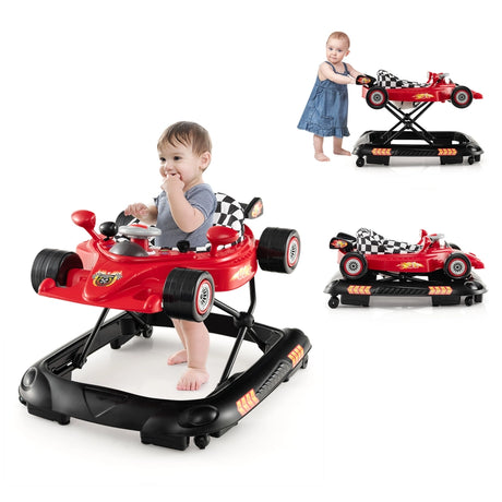 Convertible Baby Walker with 3 Adjustable Height Settings-Red