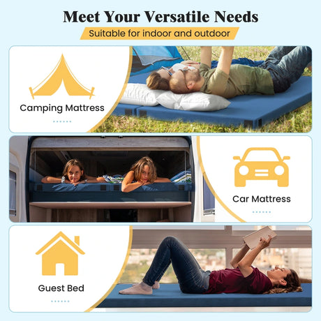 Indoor outdoor Foldable Camping Mattress High density foam Cushion-Navy